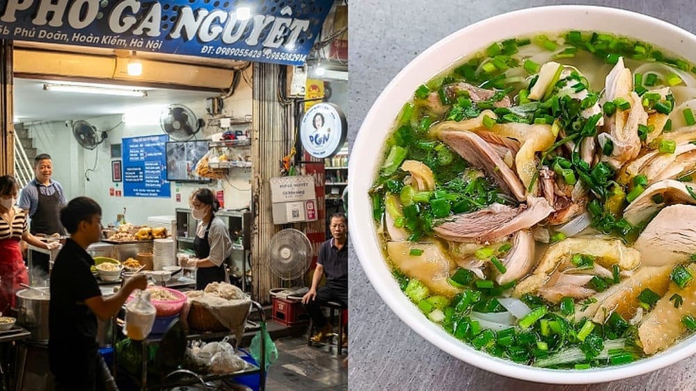Phở gà Nguyệt nổi tiếng với thịt gà dai mềm, nước dùng thanh ngọt
